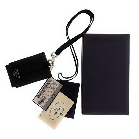 Prada Signature Black Leather Handbag Accessory Bag Charm - Picture 6 of 7